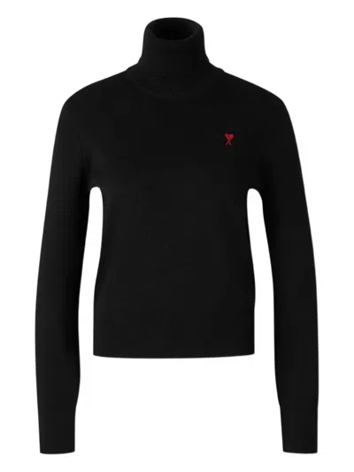 AMI ALEXANDRE MATTIUSSI LOGO-EMBROIDERED TURTLENECK SWEATER
