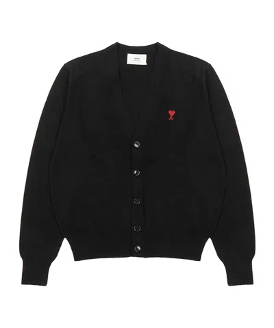 AMI ALEXANDRE MATTIUSSI AMI PARIS AMI DE COEUR LOGO EMBROIDERED BUTTONED CARDIGAN
