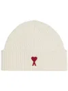 Ami Alexandre Mattiussi Logo Embroidered Wool Beanie In White