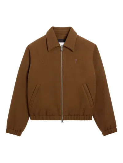 AMI ALEXANDRE MATTIUSSI LOGO-EMBROIDERED WOOL JACKET
