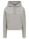 Ami Alexandre Mattiussi Embroidered Logo Hoodie With Drawstring Hood In Gray