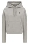 Ami Alexandre Mattiussi Embroidered Logo Hoodie With Drawstring Hood In Gray