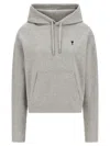 Ami Alexandre Mattiussi Embroidered Logo Hoodie With Drawstring Hood In Gray
