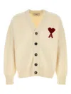 Ami Alexandre Mattiussi Logo-embroidery Wool Cardigan In Neutral