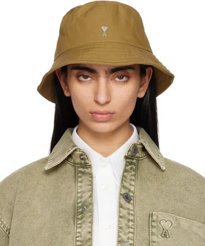 Ami Alexandre Mattiussi Ami Paris Ami De Coeur Logo Plaque Bucket Hat In Nude