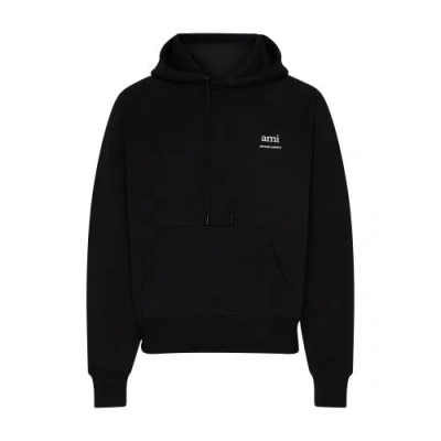 Ami Alexandre Mattiussi Ami Paris De Coeur Logo-print Hoodie In Black