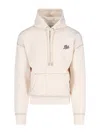 Ami Alexandre Mattiussi Ami Paris Ami Logo Embroidered Loopback Cotton Fleece Hoodie In Cream