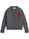Ami Alexandre Mattiussi Ami De Caur Cardigan In Grey