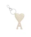 Ami Alexandre Mattiussi Heart-shaped Keyring With Attachment In Nude
