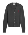 Ami Alexandre Mattiussi Logo Knitted Cardigan In Gray