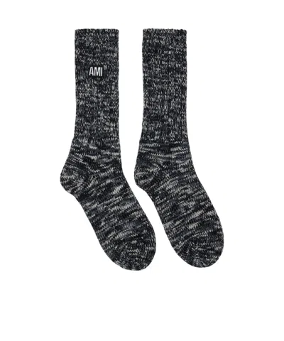 Ami Alexandre Mattiussi Logo Knitted Socks In Black