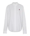 Ami Alexandre Mattiussi Embroidered Cotton Oxford Shirt In White