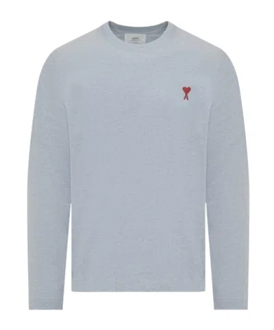 Ami Alexandre Mattiussi Logo Long-sleeved T-shirt In Gray