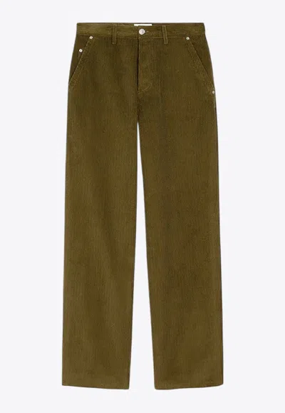 AMI ALEXANDRE MATTIUSSI LOGO PATCH CORDUROY PANTS