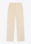 Ami Alexandre Mattiussi Logo Patch Corduroy Pants In Neutral