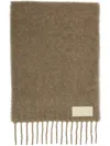 Ami Alexandre Mattiussi Logo-patch Fringed-edge Scarf In Brown