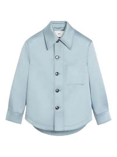 AMI ALEXANDRE MATTIUSSI AMI DE COEUR BUTTON-UP SATIN JACKET