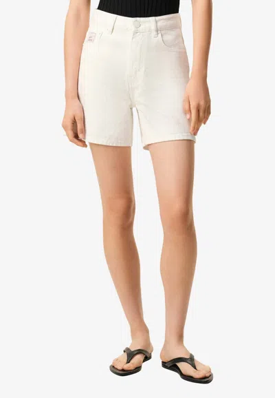 Ami Alexandre Mattiussi Logo Patch Mini Shorts In Neutral