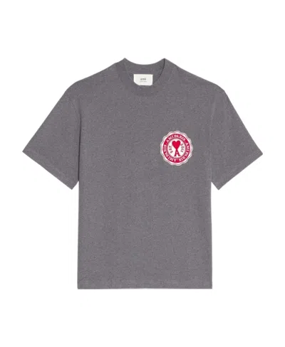 Ami Alexandre Mattiussi Logo-patch Oversized T-shirt In Gray