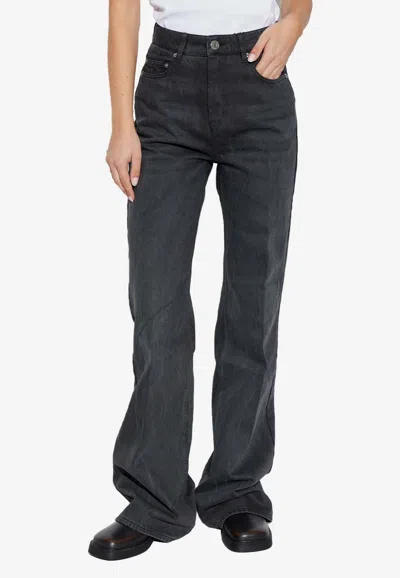 Ami Alexandre Mattiussi Logo-patch Wide Jeans In Black