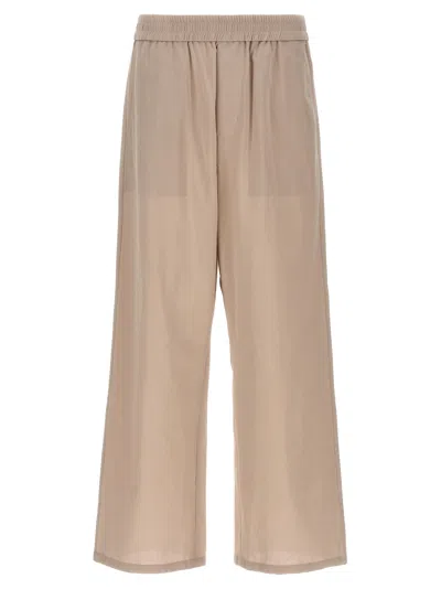 Ami Alexandre Mattiussi Logo Plaque Trousers Pants Beige In Neutral