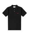 Ami Alexandre Mattiussi Ami Paris Black Ami De Coeur Polo Shirt In Black