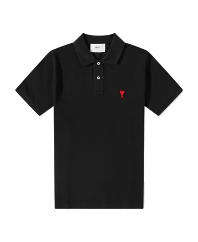 AMI ALEXANDRE MATTIUSSI AMI PARIS AMI DE COEUR LOGO EMBROIDERED SHORT-SLEEVED POLO SHIRT