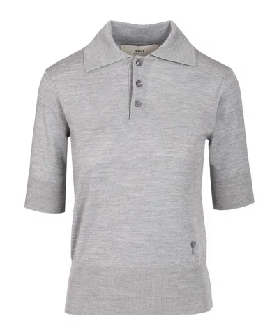 Ami Alexandre Mattiussi Logo Polo Shirt In Gray