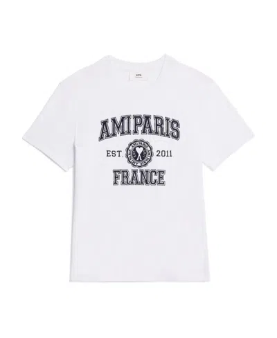 Ami Alexandre Mattiussi Logo-print Cotton T-shirt In White