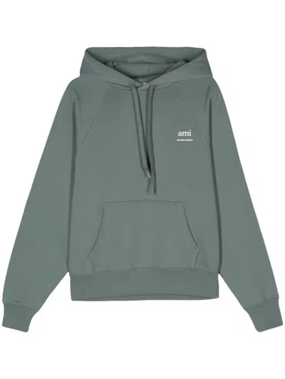 Ami Alexandre Mattiussi Logo-print Hoodie In Antique Clay