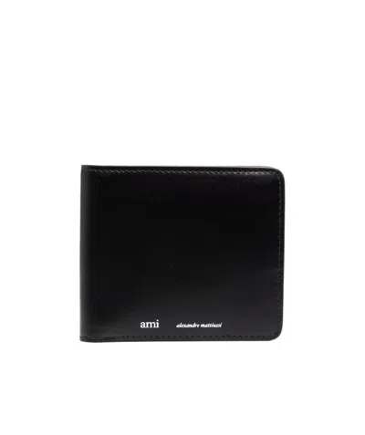 Ami Alexandre Mattiussi Logo-print Leather Cardholder In Black