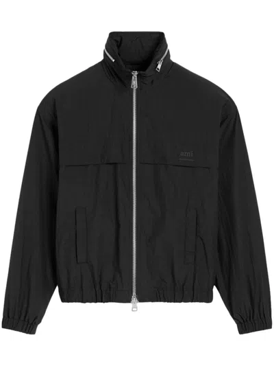 Ami Alexandre Mattiussi Logo-print Zip-up Windbreaker In Black