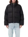 Ami Alexandre Mattiussi Boxy Black Puffer Jacket With High Collar And Plush Interior In Black