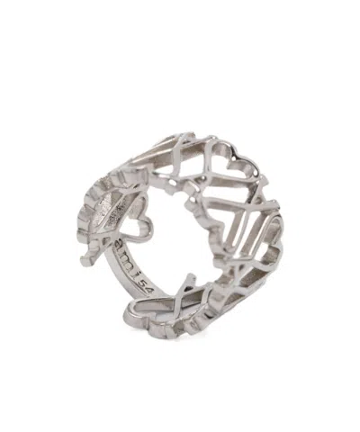 Ami Alexandre Mattiussi Logo Ring In Gray
