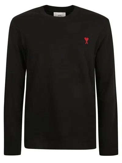 Ami Alexandre Mattiussi Logo Round Neck Sweatshirt In Black