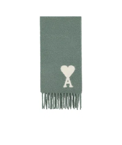 Ami Alexandre Mattiussi Logo Scarf In Gray