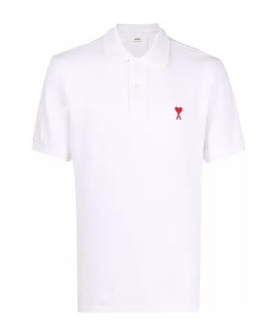 Ami Alexandre Mattiussi Organic Cotton Ami De Coeur Polo Shirt In White