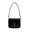 Ami Alexandre Mattiussi Ami Paris Black Leather Shoulder Bag In Black