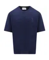 Ami Alexandre Mattiussi Logo-stamp Organic-cotton T-shirt In Blue