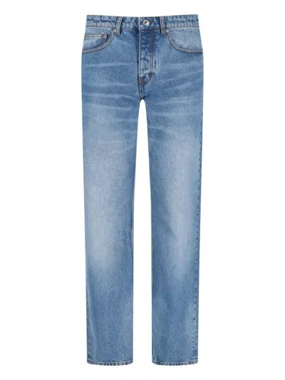 Ami Alexandre Mattiussi Logo Straight Jeans In Blue