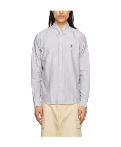 AMI ALEXANDRE MATTIUSSI LOGO STRIPED SHIRT