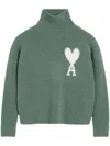Ami Alexandre Mattiussi Ami De Coeur Funnel Neck Sweatshirt In Green
