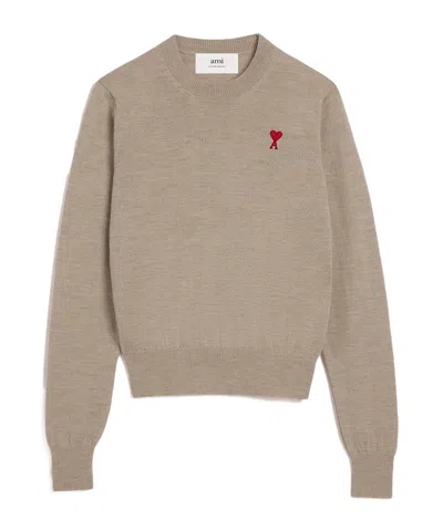 Ami Alexandre Mattiussi Logo Sweater In Nude