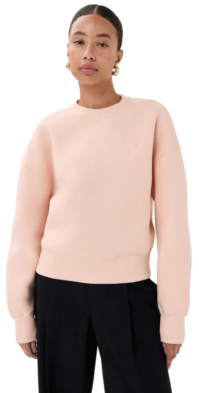 AMI ALEXANDRE MATTIUSSI LOGO SWEATSHIRT POUDRE