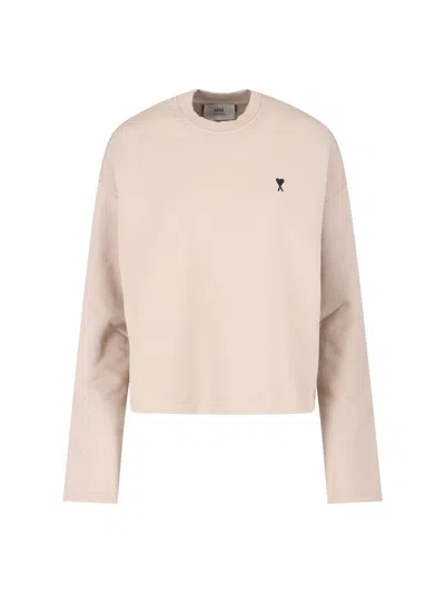 Ami Alexandre Mattiussi Logo Sweatshirt In Sand