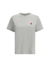 Ami Alexandre Mattiussi Ami Grey Organic Cotton T-shirt With Signature Monogram Motif
