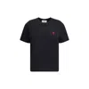 Ami Alexandre Mattiussi Ami Paris Black Ami De Coeur T Shirt