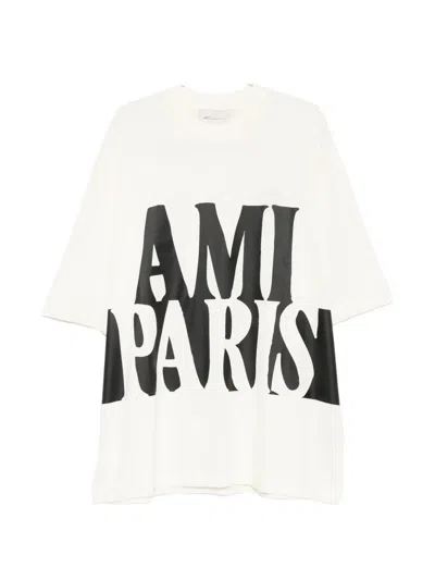 Ami Alexandre Mattiussi Ami Paris Oversized Fit Short Sleeve T-shirt With Paint Print In Neutral