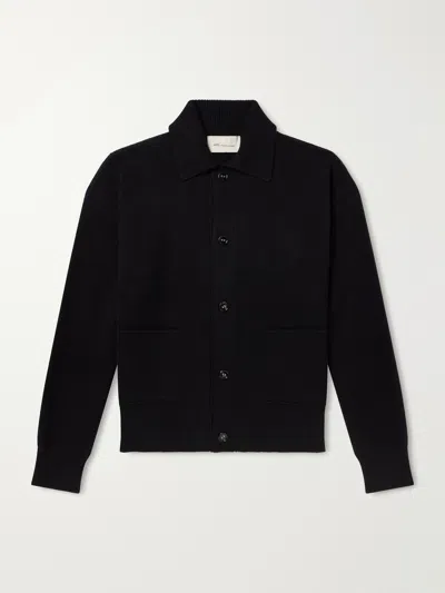 Ami Alexandre Mattiussi Logo-appliquéd Merino Wool Cardigan In Black