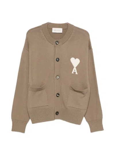 Ami Alexandre Mattiussi Ami Paris Crewneck Cardigan In Neutral